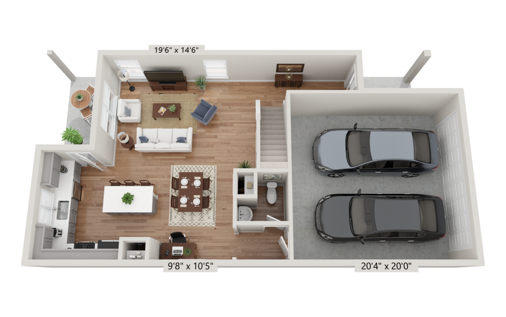 K3 - 4 bedroom floorplan layout with 2.5 bathrooms and 1890 square feet (Floor 1
)