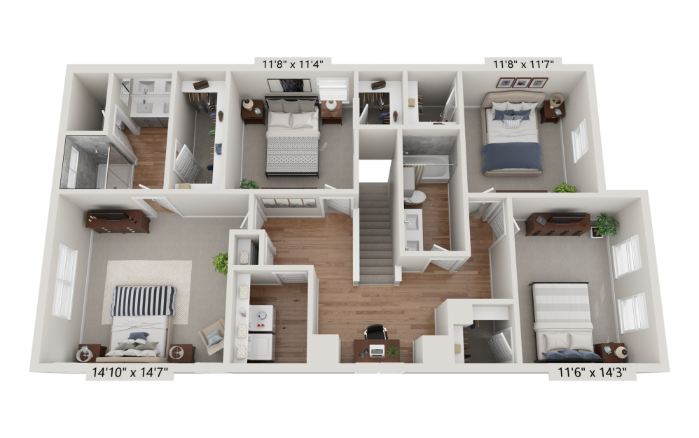 K3 - 4 bedroom floorplan layout with 2.5 bathrooms and 1890 square feet (Floor 2
)