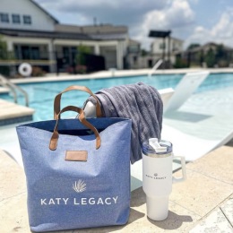 Leave Us a Google Review & Win! merch near the pool